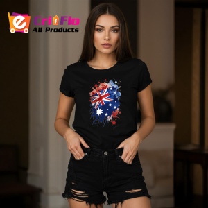 Tricou Australia Steag Splash Art, Copii | Dama | Barbat, culoare negru - Img 10