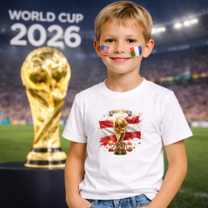 Tricou Austria World Cup 2026 Fifa V2, din bumbac 100%, tricou alb, Copii | Dama | Barbat - Img 5