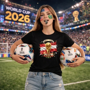 Tricou Austria World Cup 2026 Fifa V2, din bumbac 100%, tricou negru, Copii | Dama | Barbat - Img 9