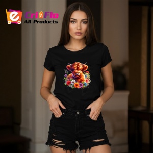 Tricou Baby cow with daisies, vitel printre margarete, Copii | Dama | Barbat , tricou negru - Img 7