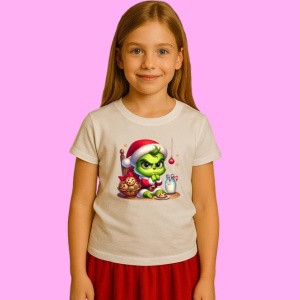 Tricou Baby Grinch Gingerbread Bowl, din bumbac 100%, tricou alb, Copii | Dama | Barbat