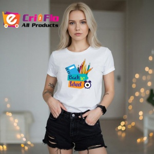 Tricou Back To School Rechizite Scolare Colorate, din bumbac 100% , tricou alb pentru Copii | Dama | Barbat - Img 7