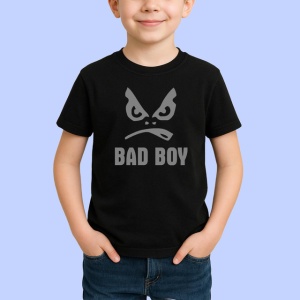 Tricou Bad Boy Logo Cu Ochi Furiosi Negru V2, din bumbac 100%, tricou negru Copii | Dama | Barbat - Img 2