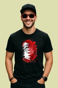 Tricou Bahrain Steag Splash Art, Copii | Dama | Barbat, culoare negru - Img 2