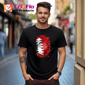 Tricou Bahrain Steag Splash Art, Copii | Dama | Barbat, culoare negru - Img 5