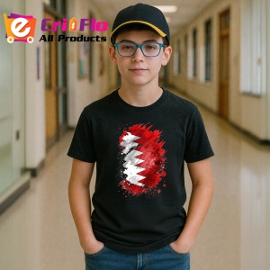 Tricou Bahrain Steag Splash Art, Copii | Dama | Barbat, culoare negru - Img 10