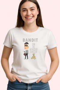 Tricou Bandit Om De Afaceri Sincer, din bumbac 100%, tricou alb, Dama | Barbat