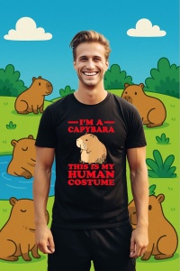 Tricou Barbat CapyBara - Sunt un capybara iar acesta este costumul meu de om - Img 3