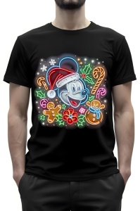 Tricou barbat craciun - NEON CHRISTMAS MICKEY - mickey, craciun, distractie, familie