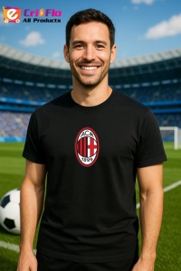Tricou barbat cu logo stema AC Milan Italia , din bumbac 100% - Img 6
