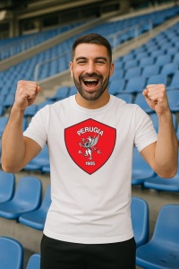 Tricou barbat cu logo stema AC Perugia Italia , din bumbac 100% - Img 7