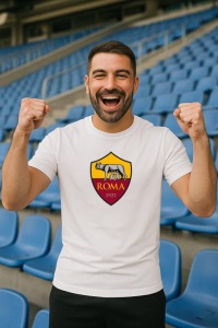 Tricou barbat cu logo stema AS Roma Italia , din bumbac 100% - Img 7