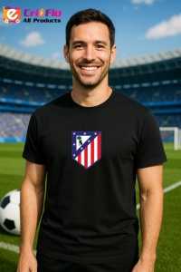 Tricou barbat cu logo stema Atletico Madrid Spania , din bumbac 100% - Img 6