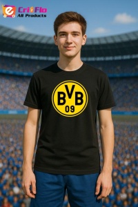 Tricou barbat cu logo stema Borussia Dortmund Germania , din bumbac 100% - Img 3