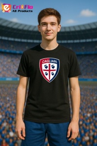 Tricou barbat cu logo stema Cagliari Calcio Italia , din bumbac 100% - Img 4