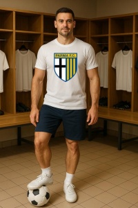 Tricou barbat cu logo stema FC Parma Italia , din bumbac 100%