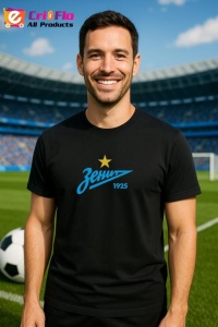 Tricou barbat cu logo stema FC Zenit Rusia , din bumbac 100% - Img 5