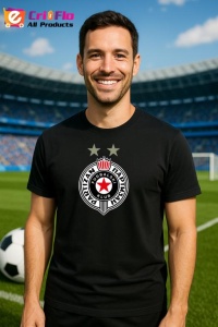 Tricou barbat cu logo stema FK Partizan Serbia , din bumbac 100% - Img 6
