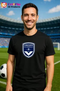 Tricou barbat cu logo stema Girondins de Bordeaux Franta , din bumbac 100% - Img 5