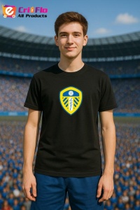Tricou barbat cu logo stema Leeds United F.C .Anglia , din bumbac 100% - Img 4