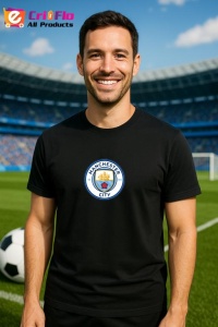 Tricou barbat cu logo stema Manchester City Anglia , din bumbac 100% - Img 5