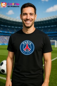 Tricou barbat cu logo stema Paris Saint Germain Franta , din bumbac 100% - Img 6