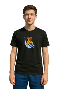 Tricou barbat cu logo stema Real Sociedad Spania , din bumbac 100% - Img 2