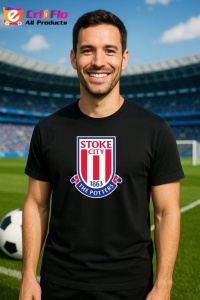 Tricou barbat cu logo stema Stoke City Anglia , din bumbac 100% - Img 6