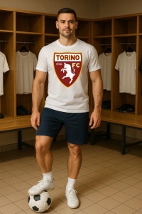 Tricou barbat cu logo stema Torino FC Italia , din bumbac 100% - Img 9