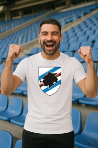 Tricou barbat cu logo stema UC Sampdoria Italia , din bumbac 100% - Img 7