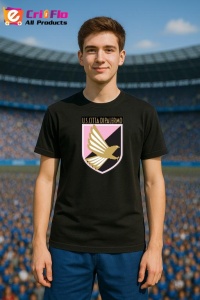 Tricou barbat cu logo stema US Città di Palermo Italia , din bumbac 100% - Img 4