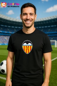Tricou barbat cu logo stema Valencia_CF Spania , din bumbac 100% - Img 6