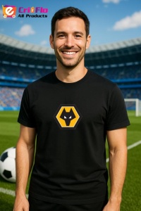 Tricou barbat cu logo stema Wolverhampton Wanderers Anglia , din bumbac 100% - Img 5