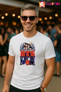 Tricou barbat Kpop cu trupa BTS 6 music Coreean 183 - Img 4
