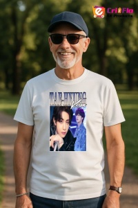 Tricou barbat Kpop cu trupa TAE-HYUNG KIM music Coreean 293 - Img 1