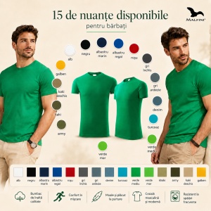 Tricou Bărbat Malfini Viper 143, 100% Bumbac, 180 g/m², Guler Rotund, Croială Slim Fit, 15 Culori Disponibile, Mărimi S 3XL - Img 8