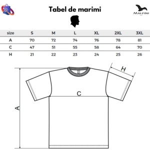 Tabel marimi dimensiuni tricou barbat Salvamar