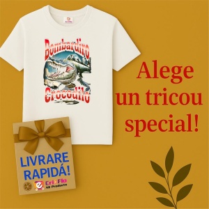 Tricou Barbat Tralalero Tralala cu personajul Bombardiro Bombardino Crocodilo Funny Italian Brainrot Meme - Img 7