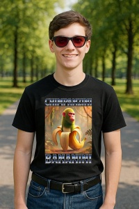 Tricou Barbat Tralalero Tralala cu personajul Chimpanzini Bananini - Italian Brainrot Meme (1)