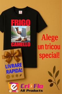 Tricou Barbat Tralalero Tralala cu personajul Frigo Camello - Italian Brainrot Meme - Img 6
