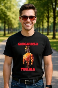 Tricou Barbat Tralalero Tralala cu personajul Ganganzelli Trulala Italian Brainrot Meme Humor - Img 4