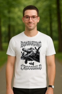 Tricou Barbat Tralalero Tralala cu personajul Italian Brainrot Bombardino Crocodilo (1) - Img 3