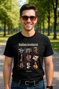 Tricou Barbat Tralalero Tralala cu personajul Italian Brainrot Characaters Meme Gen Z Funny Humor - Img 5