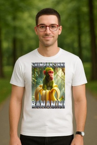 Tricou Barbat Tralalero Tralala cu personajul Shimpansinni Bananini Monkey Banana Italian Brainrot Meme - Img 3