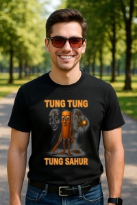 Tricou Barbat Tralalero Tralala cu personajul Tung Tung Tung Sahur Funny Animal Italian Brainrot Meme