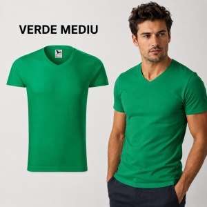Tricou Bărbați cu Guler în V, 100% Bumbac, Slim Fit, 180 g/m², 14 Culori, Mărimi S–3XL - Img 16