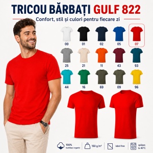 Tricou Bărbați Malfini Gulf 822, 100% Bumbac Organic, 150 g/m², Guler Rotund, Label Free, S–3XL, 15 Culori - Img 10
