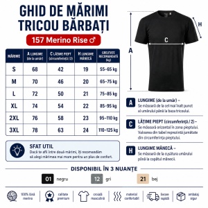 Tricou Bărbați Malfini Merino Rise 157, 100% Lână Merino, 190 g/m², Respirabil, Termoreglare, Slim Fit, Mărimi S-3XL - Img 4
