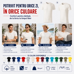 Tricou Bărbați Malfini Native GOTS 173, 100% Bumbac Organic, 150 g/m², Guler Rotund, Label Free, Mărimi S 3XL, 15 Culori - Img 9