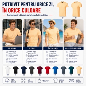 Tricou Bărbați Malfini Premium Action, 95% Bumbac, 5% Elastan, Slim Fit, 180 g/m², Guler Rotund, Mărimi S–3XL, 10 Culori - Img 8